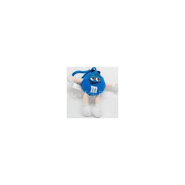 Cute Blue M&M Character Stuffed Toy Keychain , Polyester Material