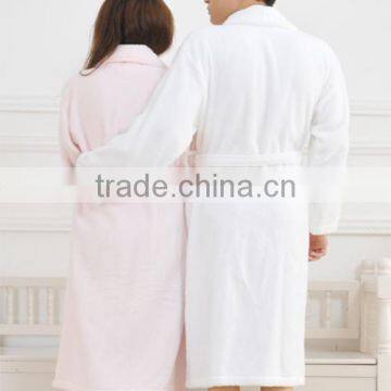 white and pink couple cotton terry hotel bathrobe