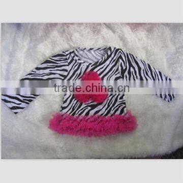 New Design! Christmas zebra flower ruffle latest branded winter clothes for children long sleeve shirt