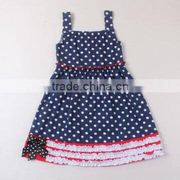 girls party dress national day clothing white polka-dot navy summer dress latest children frocks designs dresses for girls