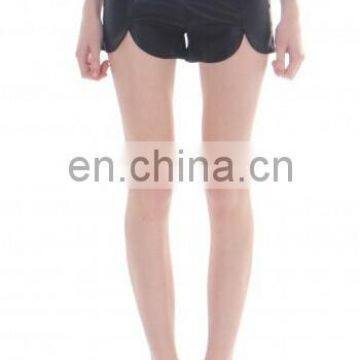 Black Scallop Edge PU Shorts