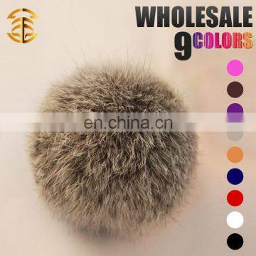 2017 Factory wholesale custom christmas key chains ball rabbit fur balls