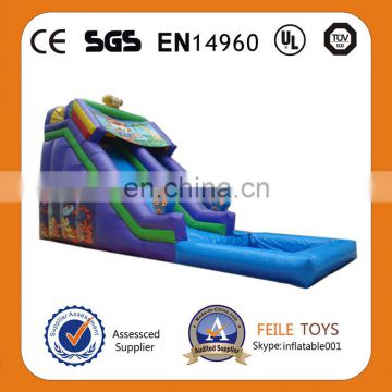 Popular giant inflatable tiger water slide with pool