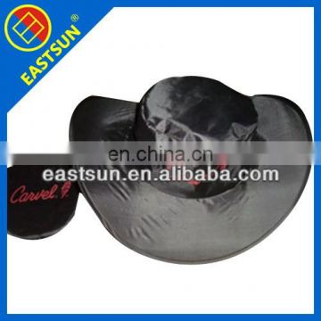 Cheaper Crazy Selling promotional Black foldable polyester cowboy hat with pocket design