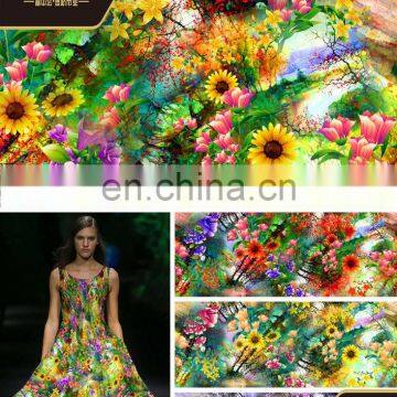 2015 digital custom printed chiffon jersey fabric 95% polyester 5% elastan china