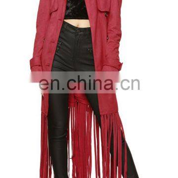 Beautiful Fringe Hem Trench Coat jacket for women