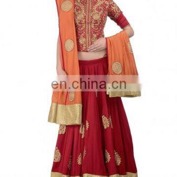 Zari Embroidered Crimson Red Lengha Set