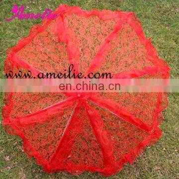 A0210 Lovely Red Lace Umbrella Parasol