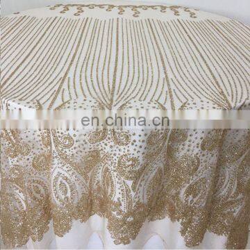 TC225A wedding table cloth sequin embellished fabric fabric painting designs on table cloth