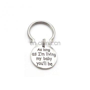 Hot Sale Amazon Product Mother's Day Souvenir Round Shape Engraved As Logo As Metal Tag Keychain