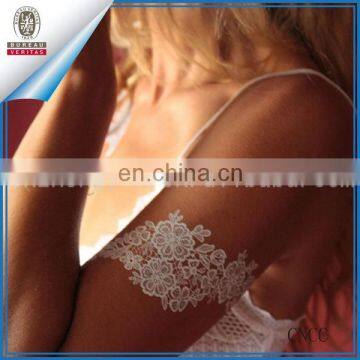 White lace flower fake tattoo for girl