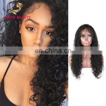 Qingdao Factory 100% brazilian human virgin 9A grade full lace wig in water wave no chemical process hair