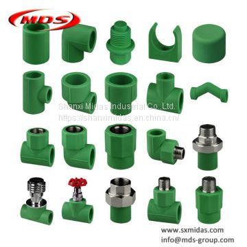 Chinese factory plastic water pipe connectors green Din standard ppr pipe fittings