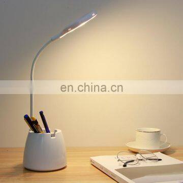 Study Reading Pen Holder Table Led Light Touch Control Dimmable USB Battery Operated Desk Lamp With phone holder