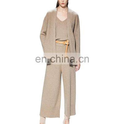 Women Sleeveless Wool Cashmere Knit Vest Camisole and Cardigan Set photo-3