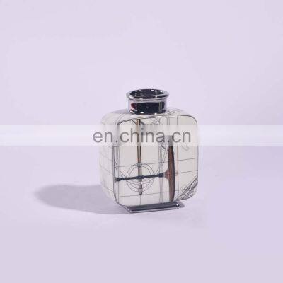Handmade Modern Creative Decal Porcelain Silver Plated Chinese Modern Flower Decoration Vase for Home photo-5