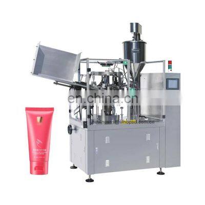 Automatic plastic soft tube filling and sealing machine for cosmetic hand cream tube