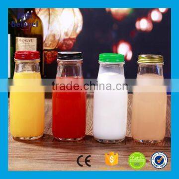 300ml square coffee bottle glass beverage bottle clear glass milk bottle