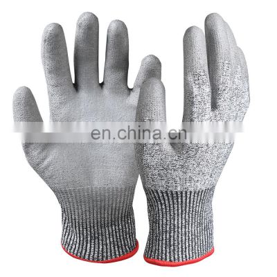 EN388 4543 Cut Resistant Gloves Glass Handling Wood Working PU Coated Level Anti Cut 5 Gloves, guantes anticorte