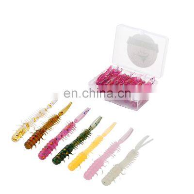 JOHNCOO 45mm 0.4g 50pcs Shrimp Bait Ocean Rock Lure Bass Swim Soft Worm Fishing Lure