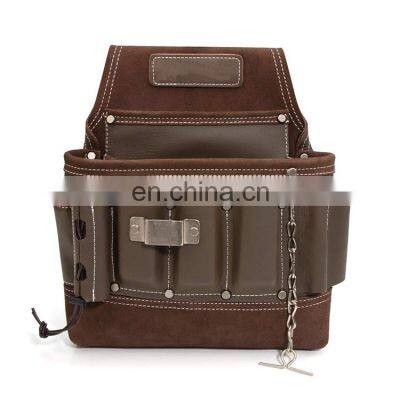 Handmade Real Leather Construction Roll Tools Bag Screwdriver Organizer Roll For Mechanics 10 Tool