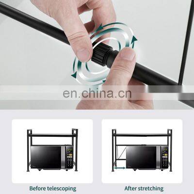Kitchen Metal Microwave Oven Rack Expandable Microwave Shelf Adjustable Oven Organizer Shelf Rack