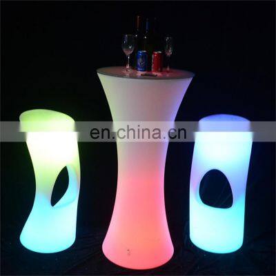 Modern Colors Changing Coffee Bar Table/High Night Bar Table and Chairs Set 16 Color Change Wireless Illuminated Led Table