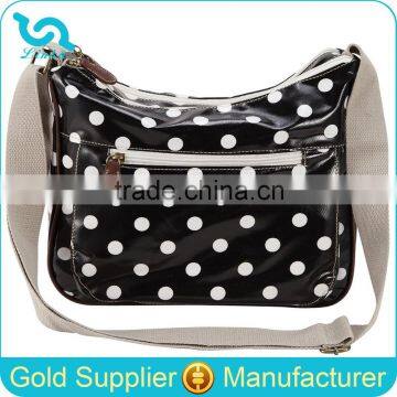 Laminated Canvas Polka Dot Girls Fashionable Shoulder School Bags 2015