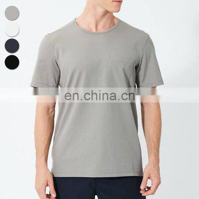 Wholesale Sublimation Men's Relaxed Fit Tee High Quality Plain Custom Logo Blank Short T Shirt For Men With Chest Pocket photo-4