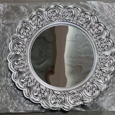 Wholesale 13-Inch Unique Silver Plastic Charger Plates With Mirror For Wedding Dinner Plates