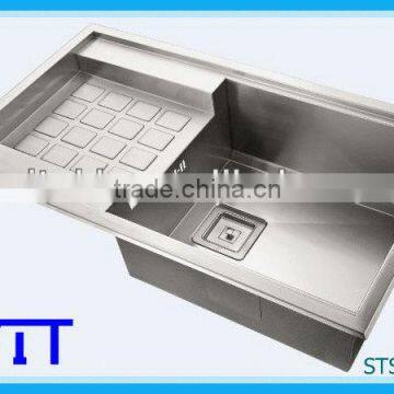 double bowl stainless steel sink with drainboard STS 101B(SH)