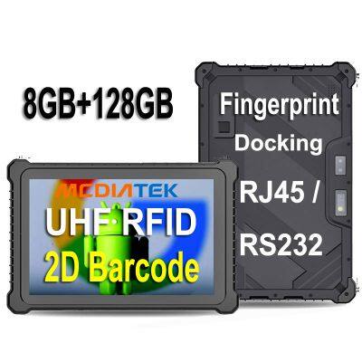 Cheapest Factory 8 Inch /10 Inch IP68 Rugged Tablet NFC MTK8788 Vesa 2D Barcode Scanner UHF RFID Vehicle Holder RJ45 RS232 HDM-I Port
