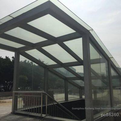 Selling 8+8 Laminated Safety Glass Canopies Made of Steel Structure, Customizing Variable Cross-section Tapered Steel Beams, Curved Steel Beams, Glass Solariums, and Daylighting Roofs