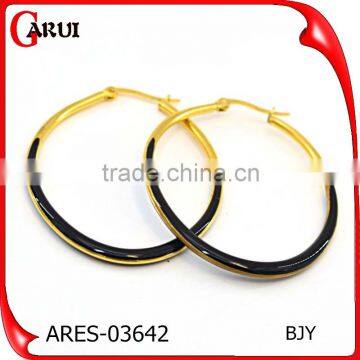 Sexy Ladies Earring Designs Pictures Silver Black Colored Hoop Earrings photo-4