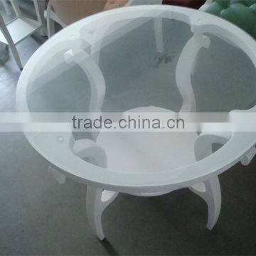 RCH-0719 White wooden coffee table legs round glass tea table