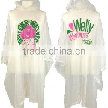 Customized Printed PatternTransparency Plastic Rain Poncho