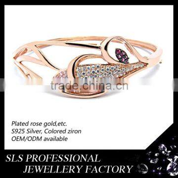 2015 Latest and high quality bangle jewellry with rose gold plating jewellery bangles colored girl's bangle SLS