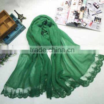 Beautiful Lace Splice Large Long Fashion Charm Women Hijab Scarf photo-3