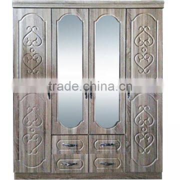 Armoire 4 doors middle double mirror fashional design