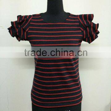 Striped Ruffle Sleeve lady wear