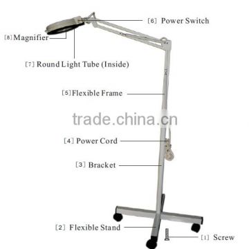 A-605 magnifying lamp with flexibly moving arm