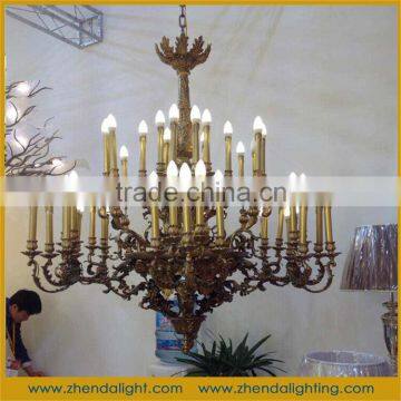 Latest design European style copper led Chandelier pendant light for huge mosque