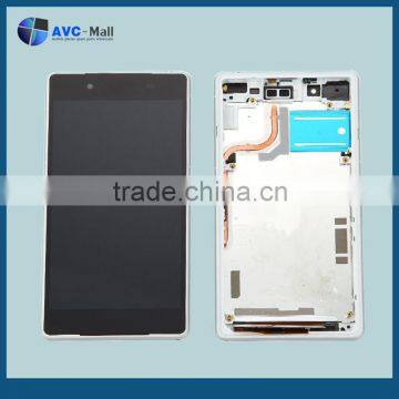 china mobile LCD screen and touch assembly with frame for Sony Xperia Z2 L50 white