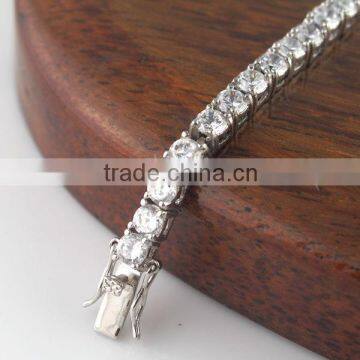 Wholesale cubic zircon stone charm silver bracelet