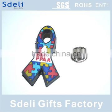 charity AIDS awareness promotional soft rubber pin/ soft pvc brooch