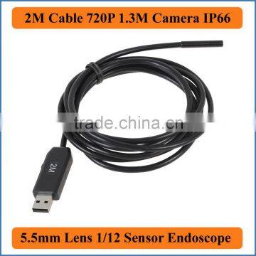 2M Cable Length Super Mini Waterproof USB Endoscope 1/6 CMOS 5.5mm Lens Snake Tube Borescope Inspection Camera with 6 LED Light