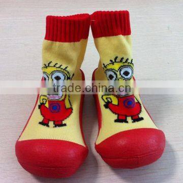 Famous TV cartoon minions baby rubber soled socks of Despicable Me