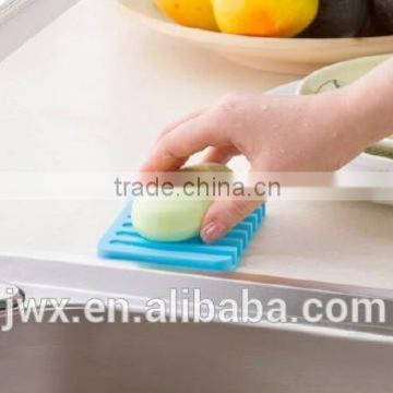 Blue silicone soap support restroom hands washing tool