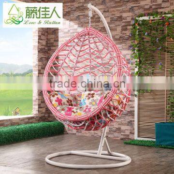 New Pink White Indoor Outdoor Patio Garden Living Room Bedroom Rattan Wicker Hanging Egg Basket Swing Chair photo-3