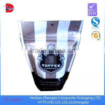 zip lock bag stand up pouch with zipper for food packaging